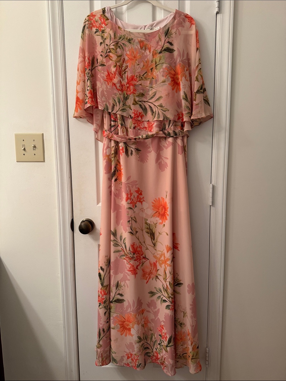 Eliza J Pink Floral Maxi Dress with Capelet